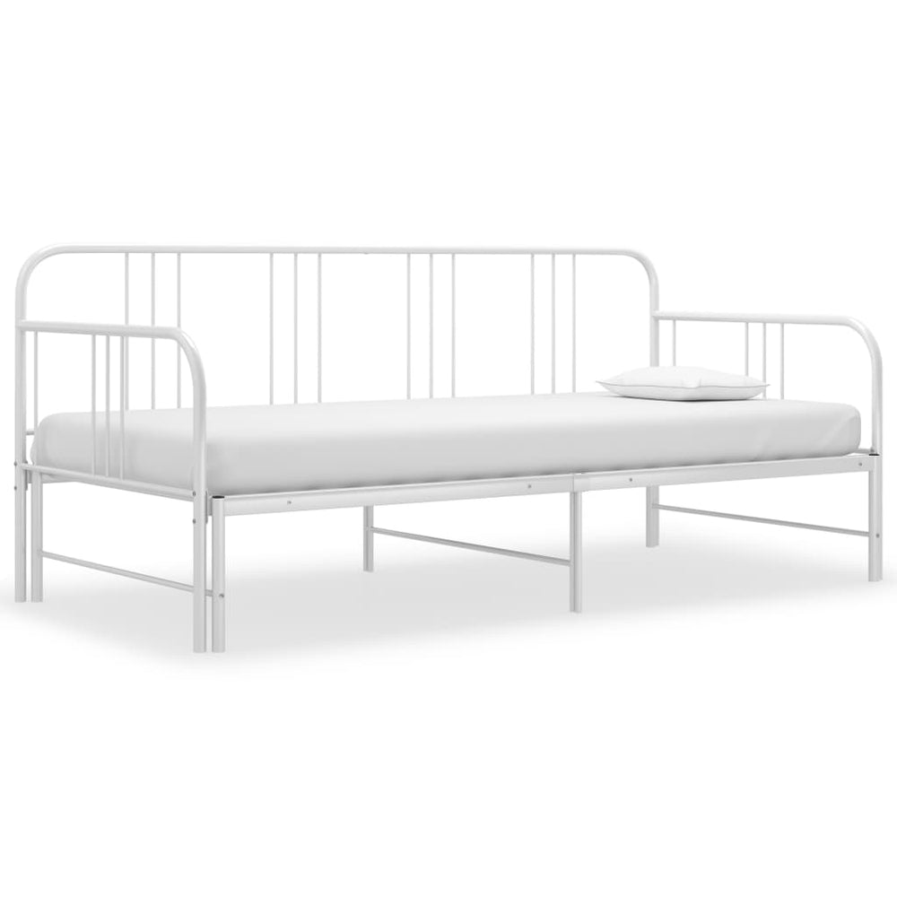 vidaXL Extendable Sofa Bed Frame White Metal 90x200 cm