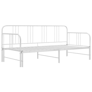 vidaXL Extendable Sofa Bed Frame White Metal 90x200 cm