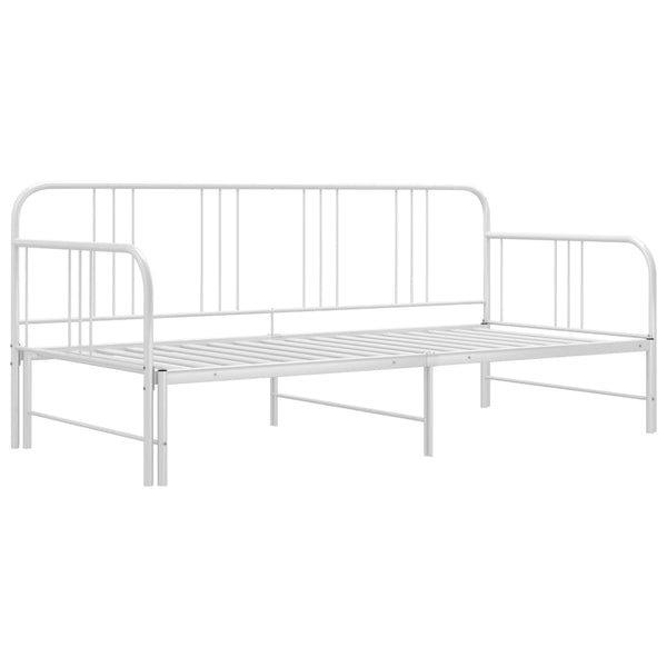 vidaXL Extendable Sofa Bed Frame White Metal 90x200 cm