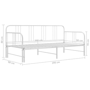 vidaXL Extendable Sofa Bed Frame White Metal 90x200 cm