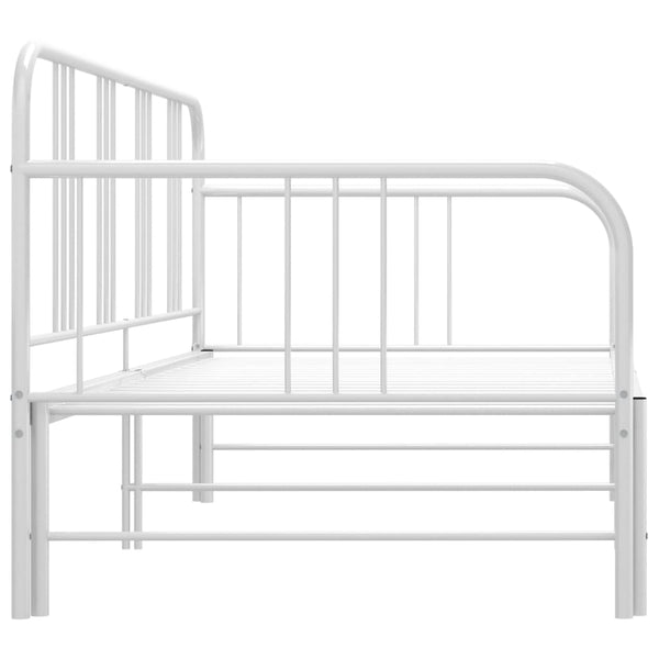 vidaXL Extendable Sofa Bed Frame White Metal 90x200 cm