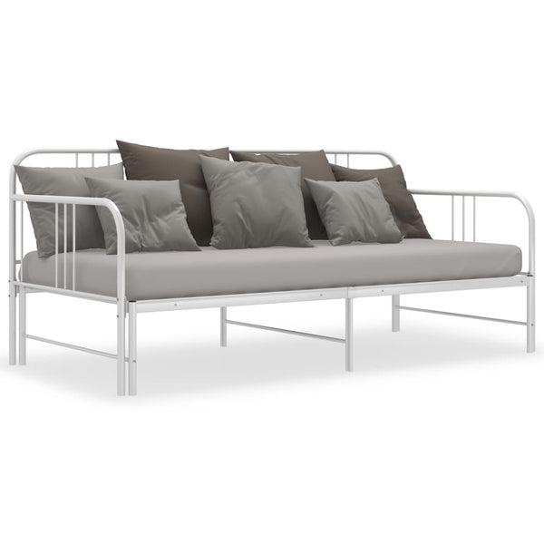 vidaXL Extendable Sofa Bed Frame White Metal 90x200 cm
