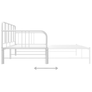 vidaXL Extendable Sofa Bed Frame White Metal 90x200 cm