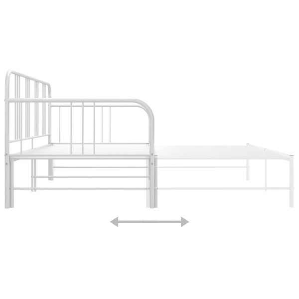 vidaXL Extendable Sofa Bed Frame White Metal 90x200 cm