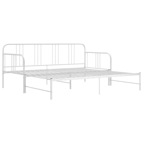 vidaXL Extendable Sofa Bed Frame White Metal 90x200 cm