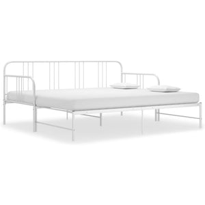 vidaXL Extendable Sofa Bed Frame White Metal 90x200 cm