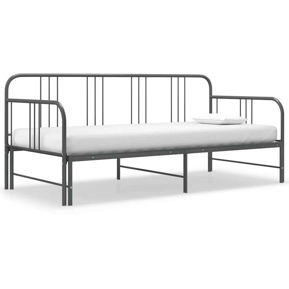 vidaXL Extendable Day Bed Frame Grey Metal 90x200 cm