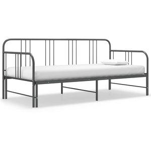 vidaXL Extendable Day Bed Frame Grey Metal 90x200 cm
