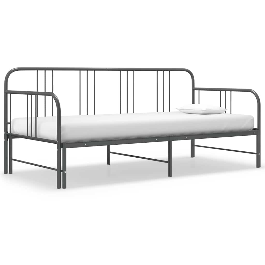 vidaXL Extendable Day Bed Frame Grey Metal 90x200 cm