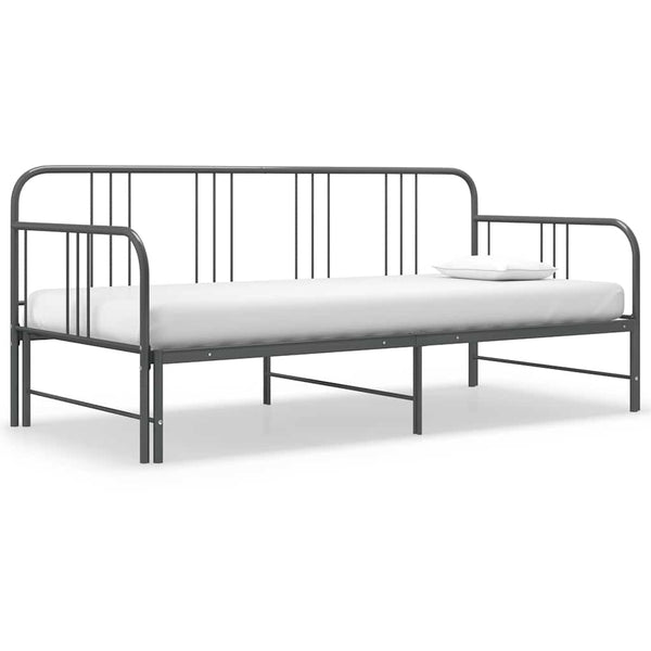 vidaXL Extendable Day Bed Frame Grey Metal 90x200 cm