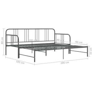 vidaXL Extendable Day Bed Frame Grey Metal 90x200 cm