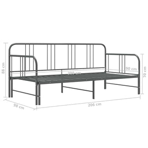 vidaXL Extendable Day Bed Frame Grey Metal 90x200 cm
