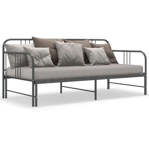 vidaXL Extendable Day Bed Frame Grey Metal 90x200 cm