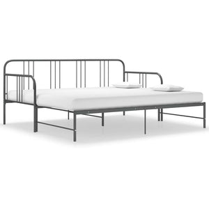 vidaXL Extendable Day Bed Frame Grey Metal 90x200 cm