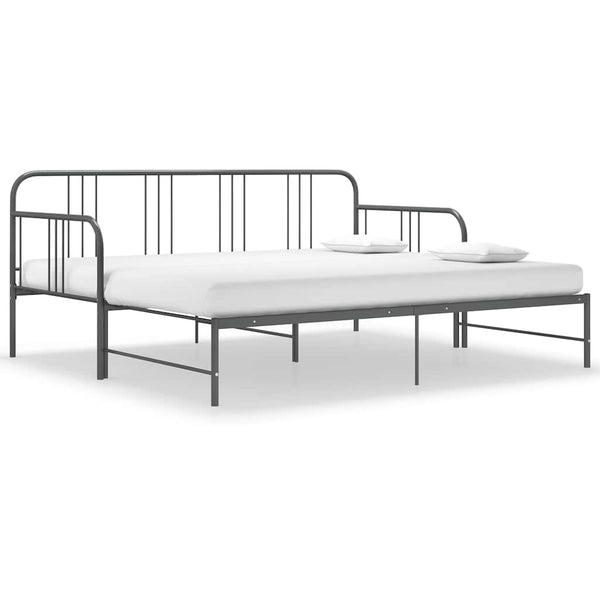 vidaXL Extendable Day Bed Frame Grey Metal 90x200 cm