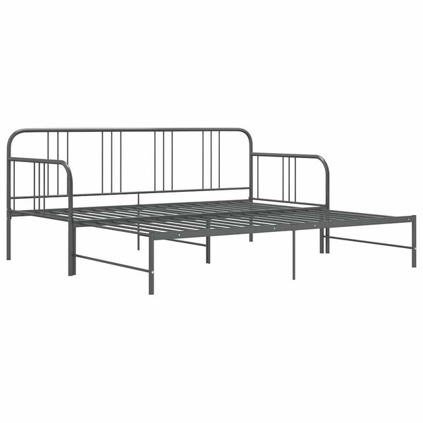 vidaXL Extendable Day Bed Frame Grey Metal 90x200 cm