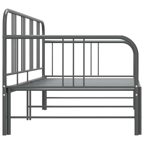 vidaXL Extendable Day Bed Frame Grey Metal 90x200 cm