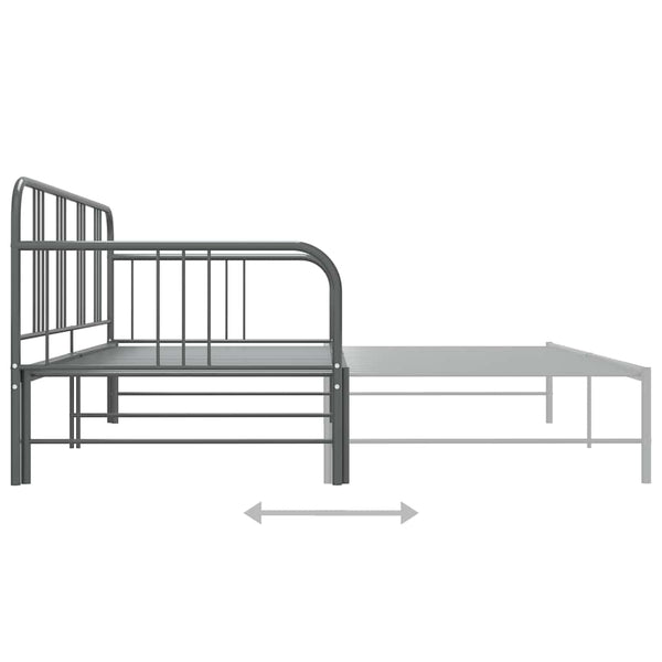 vidaXL Extendable Day Bed Frame Grey Metal 90x200 cm