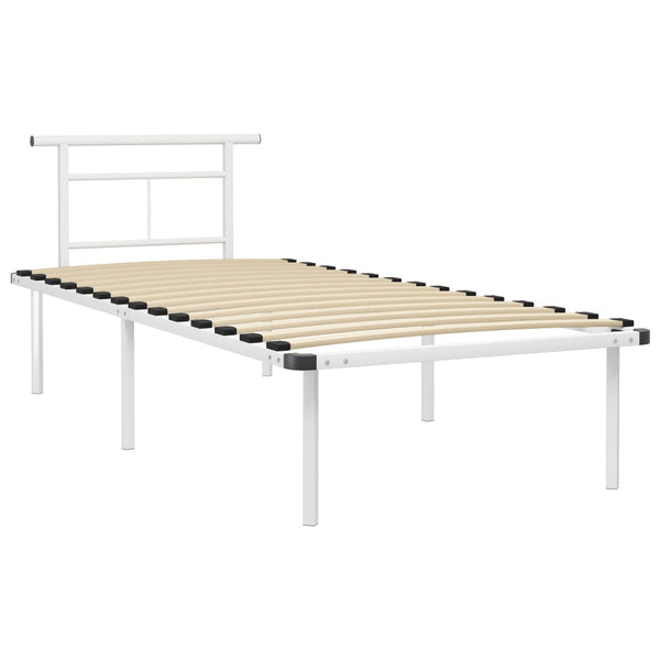 vidaXL Bed Frame White Metal 90x200 cm