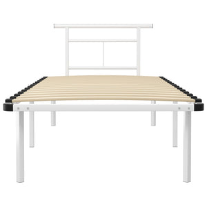 vidaXL Bed Frame White Metal 90x200 cm