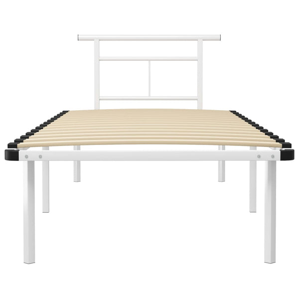 vidaXL Bed Frame White Metal 90x200 cm