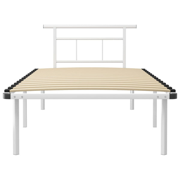 vidaXL Bed Frame White Metal 100x200 cm