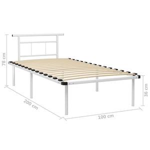 vidaXL Bed Frame White Metal 100x200 cm