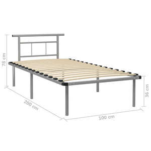 vidaXL Bed Frame Gray Metal 100x200 cm