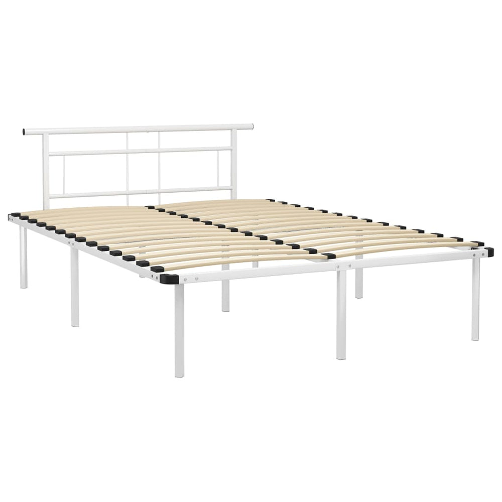 vidaXL Bed Frame White Metal 140x200 cm