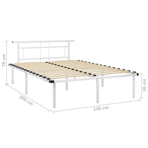 vidaXL Bed Frame White Metal 140x200 cm