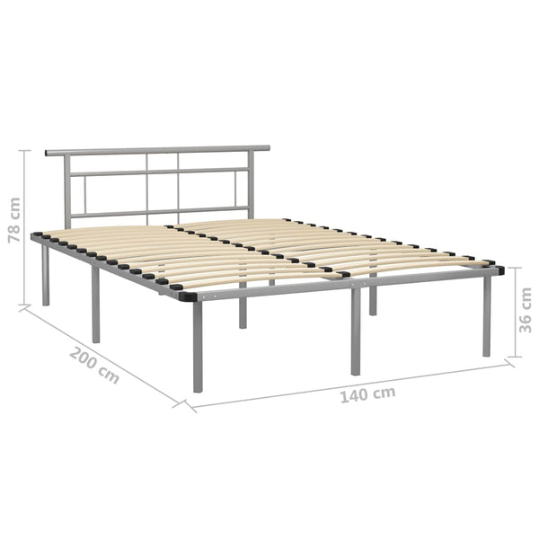 vidaXL Bed Frame Grey Metal 140x200 cm