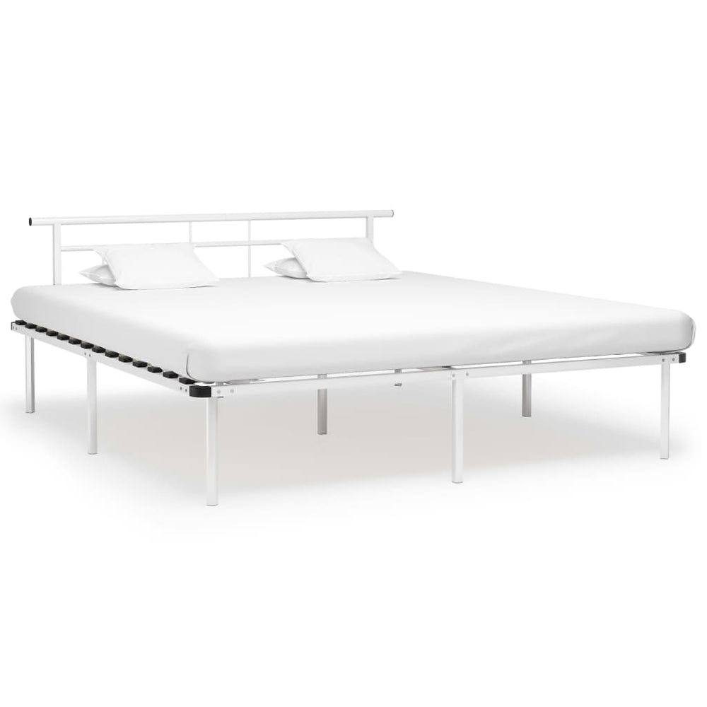 vidaXL Bed Frame White Metal 180x200 cm