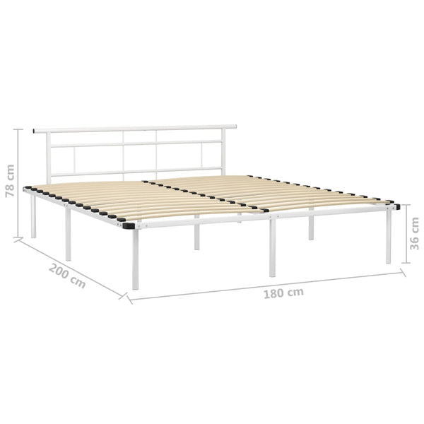 vidaXL Bed Frame White Metal 180x200 cm