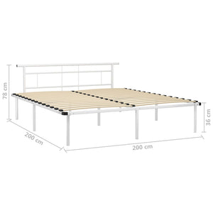 vidaXL Bed Frame White Metal 200x200 cm