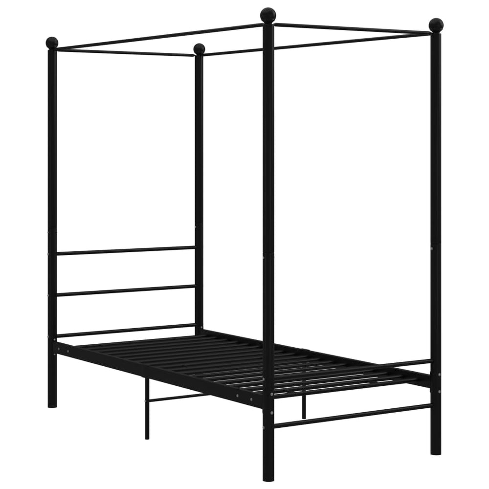 vidaXL Four-Poster Bed Black Metal 90x200 cm