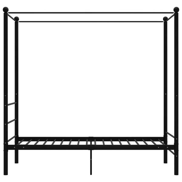vidaXL Four-Poster Bed Black Metal 90x200 cm