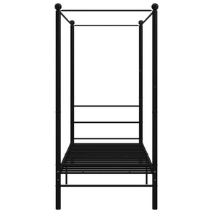 vidaXL Four-Poster Bed Black Metal 90x200 cm