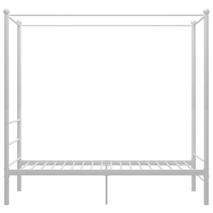 vidaXL Four-Poster Bed White Metal 90x200 cm