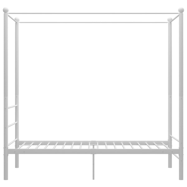 vidaXL Four-Poster Bed White Metal 90x200 cm