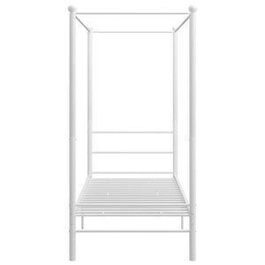 vidaXL Four-Poster Bed White Metal 90x200 cm