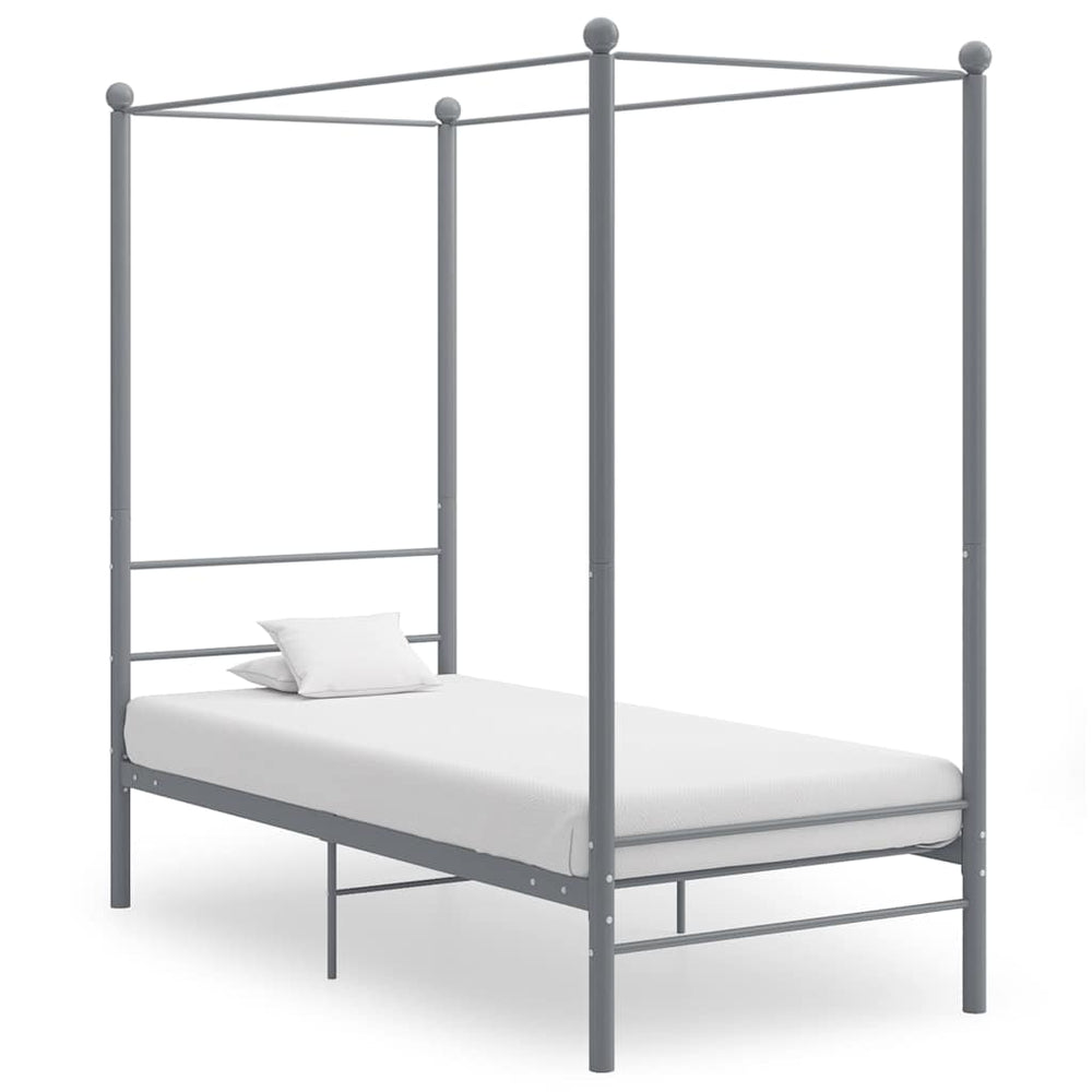vidaXL Canopy Bed Grey Metal 90x200 cm