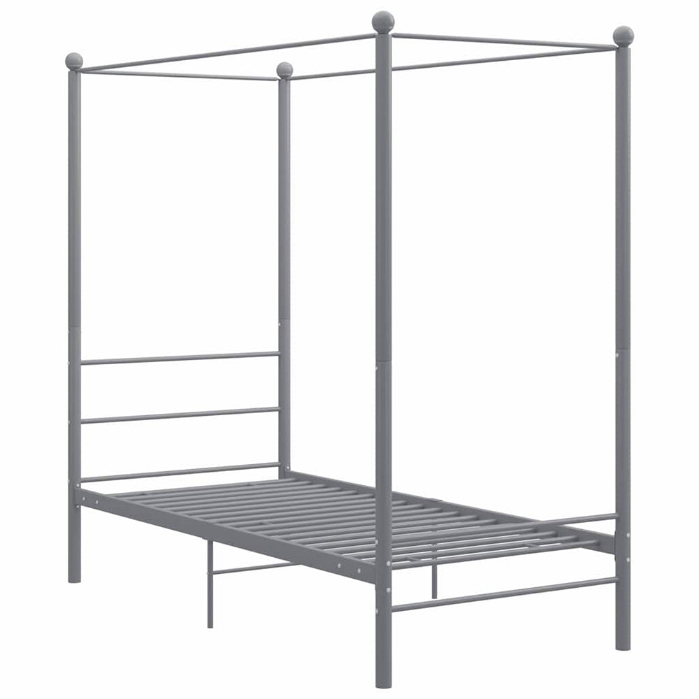 vidaXL Canopy Bed Grey Metal 90x200 cm