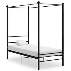 vidaXL Canopy Bed Black Metal 100x200 cm