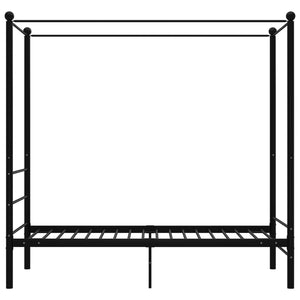 vidaXL Canopy Bed Black Metal 100x200 cm
