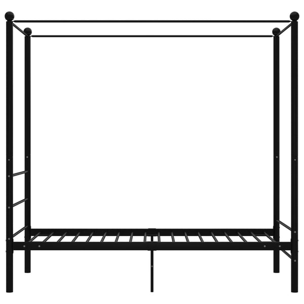 vidaXL Canopy Bed Black Metal 100x200 cm