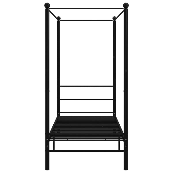 vidaXL Canopy Bed Black Metal 100x200 cm