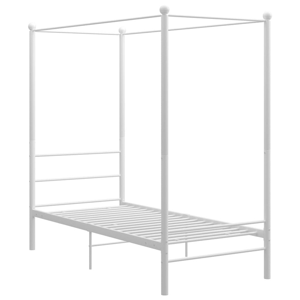 vidaXL Canopy Bed White Metal 100x200 cm