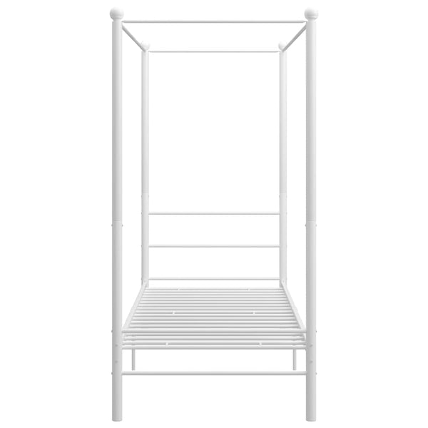vidaXL Canopy Bed White Metal 100x200 cm