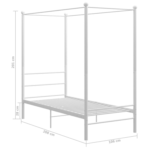 vidaXL Canopy Bed White Metal 100x200 cm