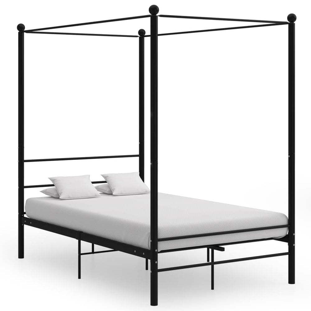 vidaXL Four-Poster Bed Black Metal 120x200 cm